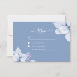 Elegant Blue Watercolor Blommigt Bröllop OSA Kort
