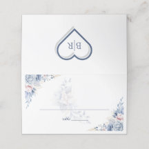 Elegant Blue Watercolor Blommigt Bröllop