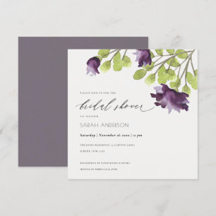 ELEGANT BLUE WATERCOLOR BLOMMIGT GULD MÖHIPPA INBJUDNINGAR