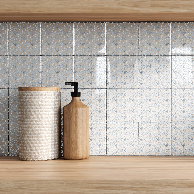 Elegant Blue Watercolor Botanical Pattern Kakelplatta (Skapare uppladdad)