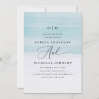 Elegant Blue Watercolor Bröllop | Nautiskt skript