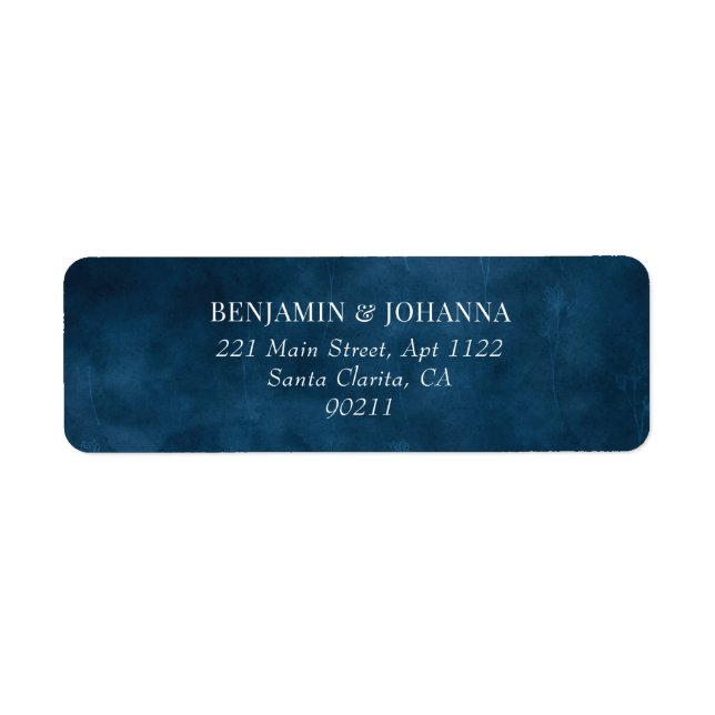 Elegant Blue Watercolor Bröllop Returadress Etikett (Framsidan)