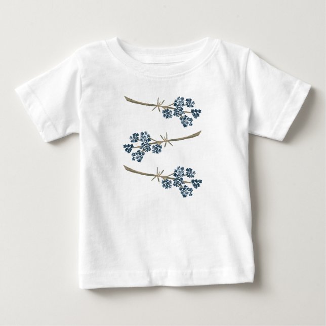 Elegant Blue Watercolor Flowers T Shirt (Framsida)