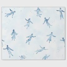 Elegant Blue Watercolor Human Silhouettes Pattern