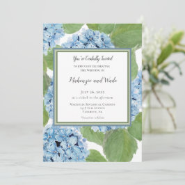 Elegant Blue Watercolor Hydrangea Blommigt Bröllop Inbjudningar