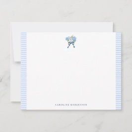 Elegant Blue Watercolor Hydrangea Flat Note Card Anteckningskort