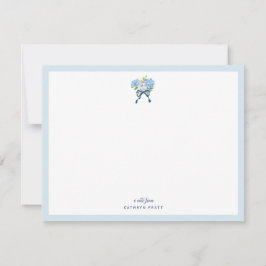 Elegant Blue Watercolor Hydrangea Flat Note Card Anteckningskort