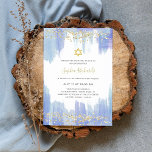 Elegant Blue Watercolor och Guld | BAT MITZVAH Inbjudningar<br><div class="desc">Dessa vackra och elegant Bat mitzvah inbjudningar har trendig vattenfärgsfläckar i feminina skuggor av mörk blått och ljusblå färg,  med faux guld glitter utseende konetti och en David Star.</div>