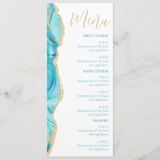 Elegant Blue Watercolor Script Bröllop Meny