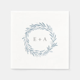 Elegant Blue Watercolor Wandemin Monogram Bröllop Pappersservett
