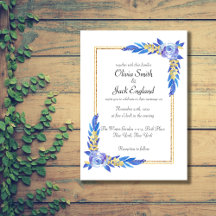 Elegant Blue Watercolor Wildblomma Bröllop
