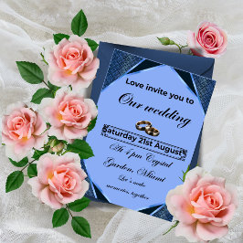 Elegant Blue Wedding Invitation Inbjudningar