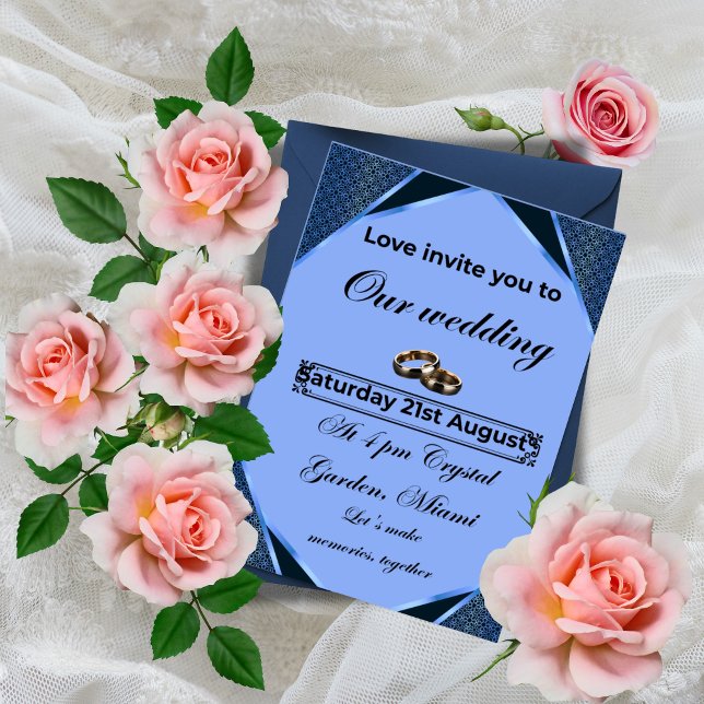 Elegant Blue Wedding Invitation Inbjudningar (Skapare uppladdad)