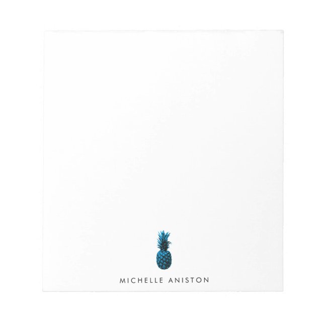 Elegant Blue White  Ananas Anpassad Anteckningsblock (Framsida)