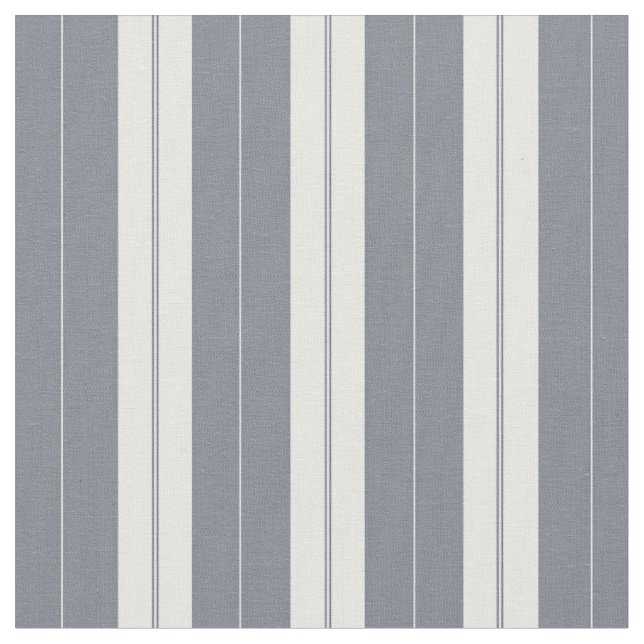 Elegant Blue White Antique Fransk Ticking Rand Tyg (Närbild)