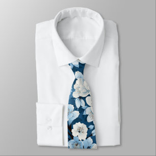 Elegant Blue White Blommar Work Bröllop Nacke Slips
