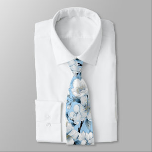 Elegant Blue White Blommar Work Bröllop Nacke Slips