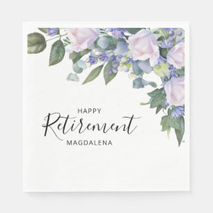 Elegant Blue White Blommigt Anpassningsbar Pension Pappersservett