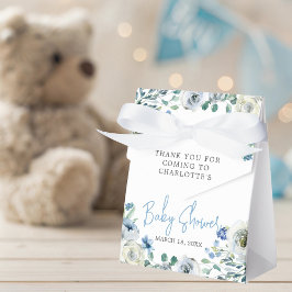 Elegant Blue White Blommigt Boy Shower Presentaskar