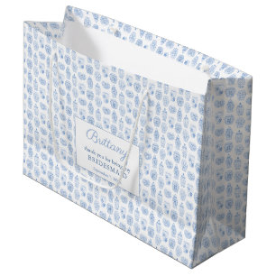 Elegant Blue & White Bröllop Bridesmaid Tack
