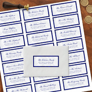Elegant Blue White Bröllop Guest Adressetiketter Klistermärken