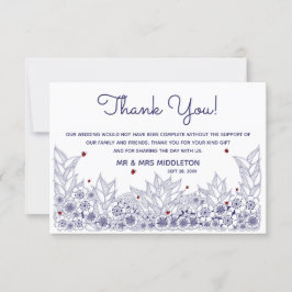 Elegant Blue White Bröllop Tack Kort