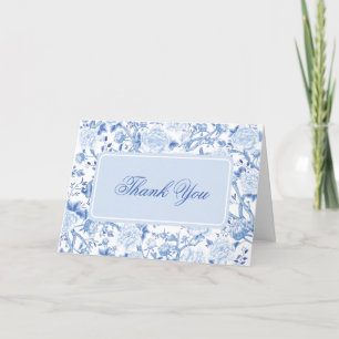 Elegant Blue White Chinoiserie Blommigt Bird Toile Tack Kort
