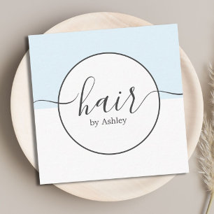 Elegant Blue White Circle Hairdresser Fyrkantigt Visitkort