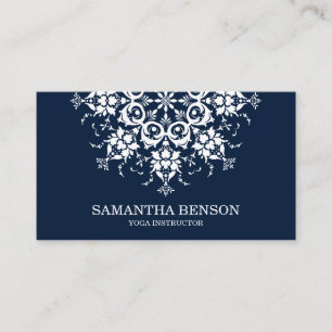 Elegant Blue & white Flower Logotyp Yoga Visitkort
