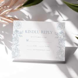 Elegant Blue & White Fransk Ro Bröllop OSA Kort