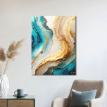 Elegant Blue White Guld Chic Agate Marble Canvastryck<br><div class="desc">Elegant Blue White Guld Chic Agate Marble Canvas Art</div>