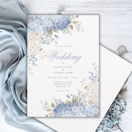 Elegant Blue White Hydrangeas Wedding Invitation Inbjudningar