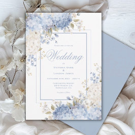 Elegant Blue & White Hydrangeas Wedding Invitation Inbjudningar