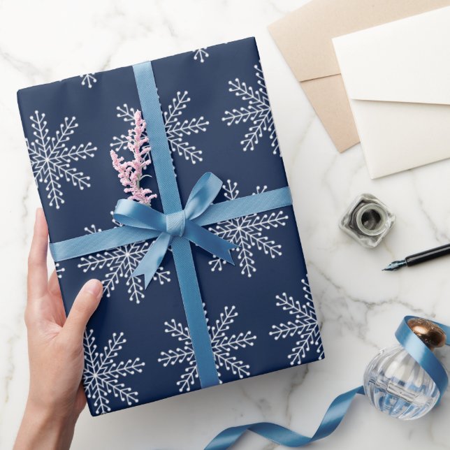 Elegant Blue White jul Snowflake Mönster Presentpapper (Gifting)