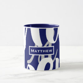 Elegant Blue & White Monogram Coffee Mugg