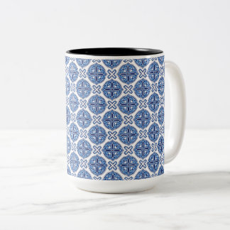 Elegant blue& white Moroccan  pattern  Två-Tonad Mugg