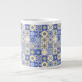 Elegant blue& white Portuguese Azulejo pattern  Jumbo Mugg