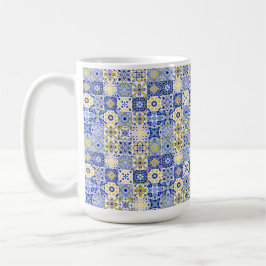 Elegant blue& white Portuguese Azulejo pattern  Kaffemugg