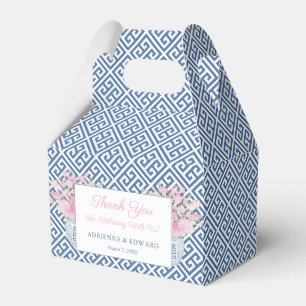 Elegant Blue White Rosa Chinoiserie Chic Bröllop Presentaskar