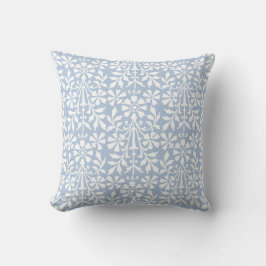 Elegant Blue White Scandinavian Folk Art Blommigt  Kudde