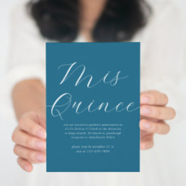 Elegant Blue White Script Quinceañera Inbjudningar