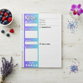 Elegant Blue & White Sheets | Refill Recipe Pages Anteckningsblock