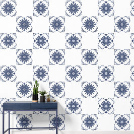 Elegant Blue White Watercolor Mediterranean Tile