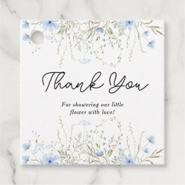 Elegant Blue WildblomLittle Girl Baby Shower Gåvor Etiketter