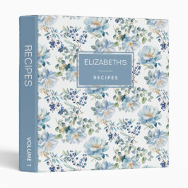 Elegant Blue Wildblommor Anpassningsbar Recipe Bok
