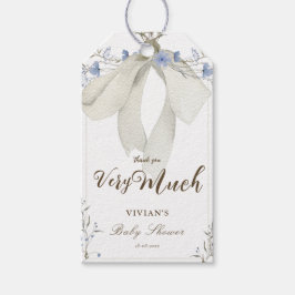 Elegant Blue Wildblommor Coquette Bow Tack Presentetikett