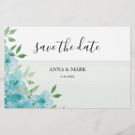 Elegant Blue Wildblommor Watercolor Art Brevpapper