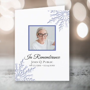Elegant Blue Winter Snöflingor Funeral Sympathy Tack Kort