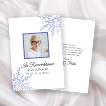 Elegant Blue Winter Snowflake Funeral Sympathy