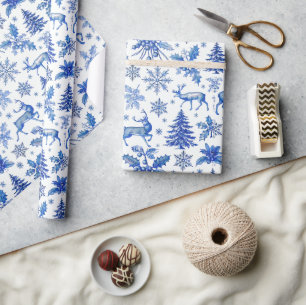 Elegant Blue Winter Wonderland jul Gift Wrap Presentpapper